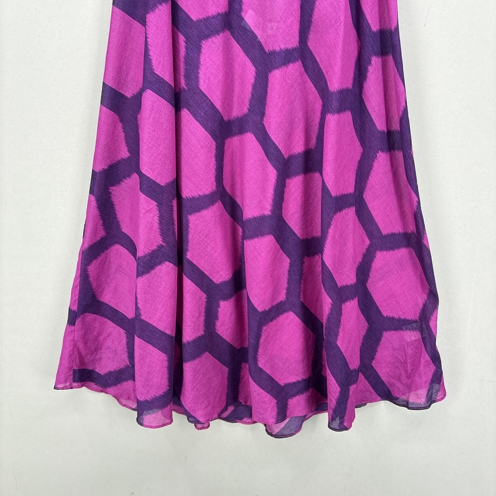 Tibi Dress Small Pink Geometric Cotton Sleeveless V-Neck Strappy Swing Short - Picture 3 of 10